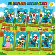 SUPER MARIO BROS. 1set/8pcs Classic Game Cartoon Coil Small Notebook Set, With Multiple Cute Character Covers, Portable And Small, Suitable For Taking Notes On The Go, Is A Super Practical Holiday Gift For Boys And Girls. (Stochastic Style) - Multicolor - View 1