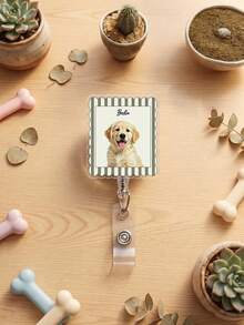 1pc Custom Pet Photo And Text Badge Reel, Personalized Dog Cat Badge Reel, Retractable ID Holder, Vet Tech Gift Photo Reel, Nurse Badge Clip - Multicolor - View 9