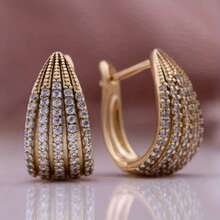 Gmzalx 1 Set Elegant & Fashionable Women's Wedding Jewelry Set, Featuring Synthetic Round White Zirconia Earrings, Suitable For Daily Wear And Vacation, A Perfect Gift For Her - Gold - View 1