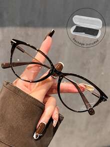 1 Pair/2 Pairs Retro Cat Eye Glasses, Y2K Small Frame Lightweight Transparent Lens Fashion Decorative Glasses, Metal Frame, Suitable For Daily Wear - Multicolor - View 21