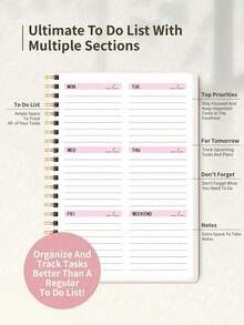 1/2/3pcs Undated Weekly Planner Notebook With Goal Planning, To-Do List, Habit Tracker, Daily Schedule, Suitable For School, Office, Home, Back To School Supplies - Multiple Styles - View 7
