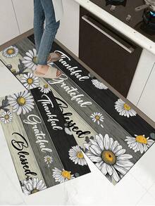 1/2pcs Autumn Floral Pattern Vintage Diatomaceous Earth Bath Mat, Super Absorbent, Non-Slip, Quick Dry, Perfect For Bathroom, Kitchen And Dining Room, Home Decor And Bathroom Mat Gift, Holiday Gift! - Multicolor - View 5