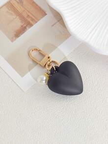 Cute Heart Shape Keychain With Pearl Charm, Fashion Bag Pendant Ornament, Metal Buckle Key Accessory For Women Girls Gift - Multicolor - View 3