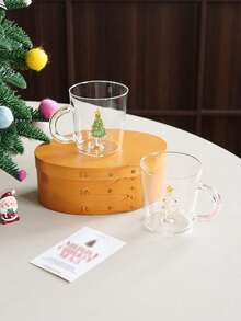 1 buah Mug Kaca dengan Pohon Natal Terintegrasi, Pegangan Berlian Berkilau, Peralatan Makan Liburan yang Istimewa, Cocok untuk Teh Sore, Teh Hitam dan Teh Herbal, Cangkir Latte Art Kedai Kopi, Hadiah Dekorasi Liburan - MultiWarna - View 3