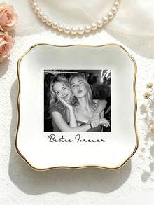 Custom Best Friend Photo Jewelry Tray, Personalized Small Accessory Dish, Gift For Sisters, Ceramic Ring Dish, Personalized Gift, Close Friend Gift - Multicolor - View 8