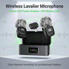 HITOZON Mikrofon Lavalier Nirkabel Profesional, Kompatibel dengan Sistem /Android - Pasang dan Mainkan, Dilengkapi dengan Kotak Pengisian Daya, Daya Tahan Baterai 30 Jam, Peredam Kebisingan Cerdas, Cocok untuk Perekaman Video, Vlog, dan Siaran Langsung. - View 2