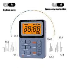 Radio AM FM Saku Portabel dengan Earphone Stereo (Tanpa Speaker), Preset Otomatis, Tombol Pengunci, Lampu Latar, Timer Tidur, Pemutar Musik, Radio Mini, Radio Digital, Radio Bertenaga Baterai untuk Aktivitas Luar Ruangan, Berkemah dan Berlari, Baterai Isi Ulang 600mAh - View 4