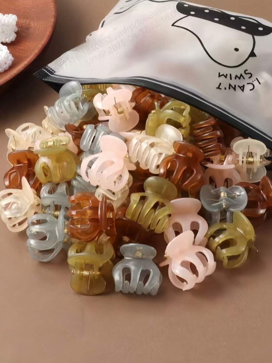30/50/100pcs Macaron Color Mini Hair Claws, Non-Slip Bangs And Loose Hair Clips, Suitable For Girls And Women - Multicolor - View 1