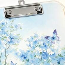 Blue Butterfly Floral Clipboard A4 Paper Folder With Metal Clip Cute Watercolor Flower Folder School Office Desk Storage Stationery Gift - Multicolor - View 4