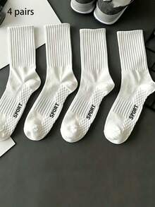 1/4/8/20 Pairs White Massage Bottom Sports Knee-High Socks - White - View 6