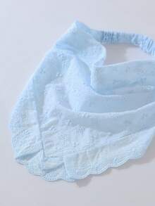 1件原創花卉刺繡捲邊髮帶，適合女性日常與度假使用 - 淺藍色 - 查看 3