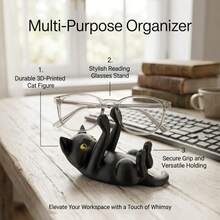 3D Printed Black Cat Shaped Tiltable Phone Stand, Cute Cat-Shaped Desktop Smartphone Holder, Suitable For Office, Bedroom And Dining Table Decoration, Applicable For Multiple Occasions - A - View 5