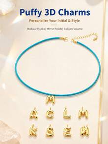 1Pc 14K Gilded Plated Letter Handmade Rope ChokerChoker, Alphabet Letter Necklaces, Boho Summer Beach Chain, Jewelry Gift For Women - 1P - View 7