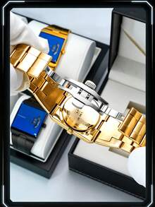 VA VA VOOM Luxury Men's Square Colorful Rotating Second-Hand Watch, Digital Display, Stainless Steel Band, Vintage Brand Men's Waterproof Watch - Colorful Second Hand Rotating Style - View 5
