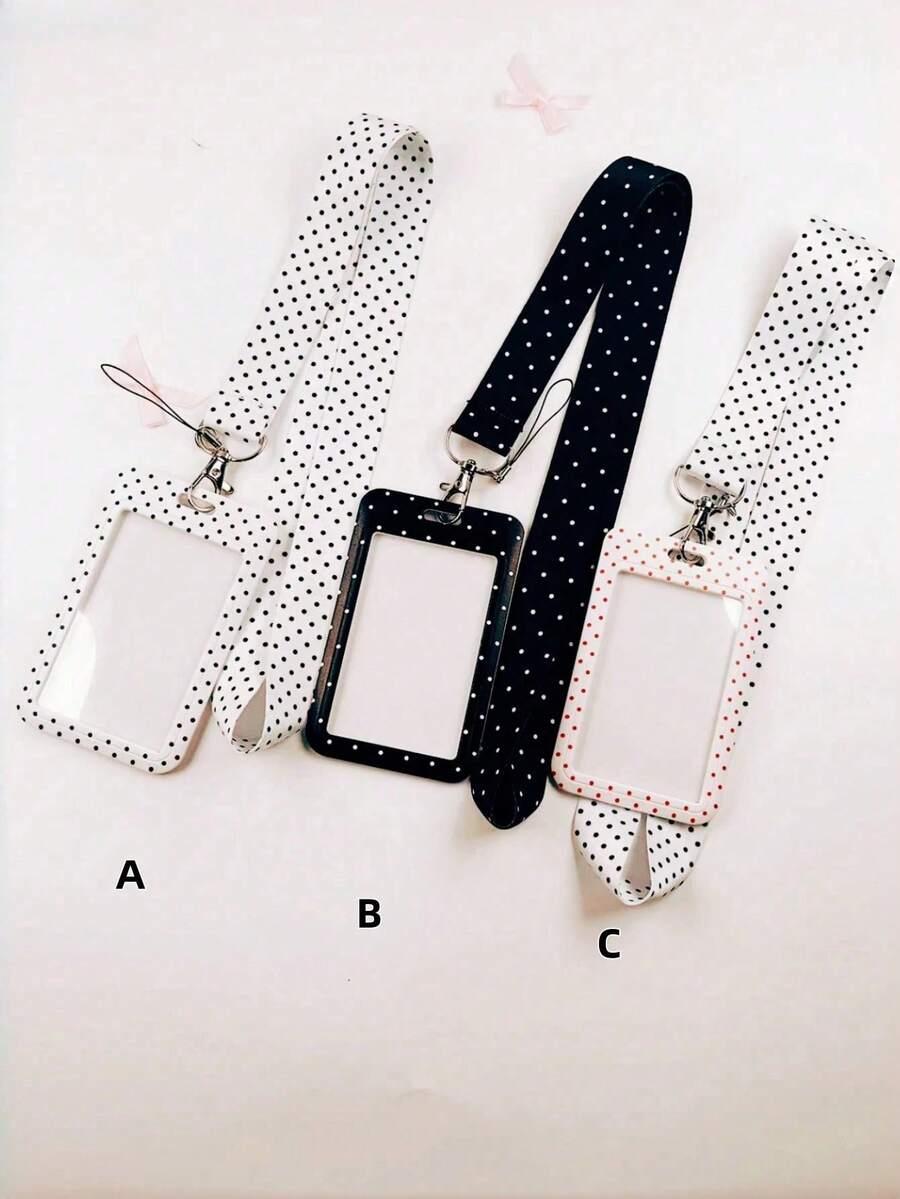 Fashion Polka Dot Print Card Holder Pendant Bag, Charming Keychain Wallet, Business Credit Card Holder, Unisex Minimalist Design