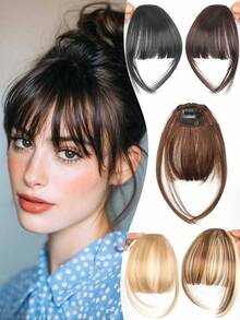 Women's Clip-In French Bangs Hair Piece, No Sideburns, Synthetic Hair, Natural Style, Heat-Resistant Fiber, Lightweight Invisible Clip-In Hair Accessory - Multicolor - View 1