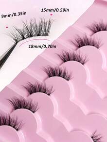 7 Pairs Half Lashes Clear Band Natural False Eyelashes Reusable, Lightweight & Comfortable Corner Eyelashes Soft &Wispy, Perfect For Daily Wear - Black - View 4