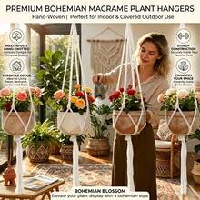 2pcs/4pcs Bohemian Style Handmade Woven Cotton Rope Plant Hanging Basket, Hanging Flower Pot Basket Net Rack, Heavy Duty Indoor Outdoor Home Bedroom Living Room Garden Balcony Patio Storage Decorative Hanging Net - Macrame Hanging Chair - View 2