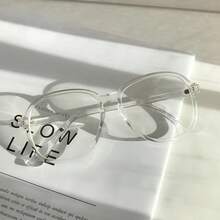 New Retro Fashion Oversized Plain Lens Glasses, Unisex, High-End Personalized Versatile, First Choice For Daily Wear, Suitable For Daily Wear, Outdoor Activities And Travel Fashion Accessory. - Clear - View 1