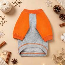 1pc Dog Sweatshirt, Colorblock Raglan Sleeve Dog Sweatshirt, Soft And Comfortable Puppy Loungewear, Suitable For Small/Medium Dogs, Cat Clothes, For Outdoor And Indoor Use In Cold Autumn/Winter Weather - Orange - View 6