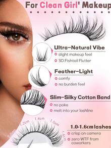 YIDUO 300PCS C Curl Wispy Lash Clusters, Mixed Length 10‑16mm Individual Cluster Eyelashes, Ultra‑Thin Band DIY Lash Extensions For Clean Girl Daily Makeup - Multicolor - View 4