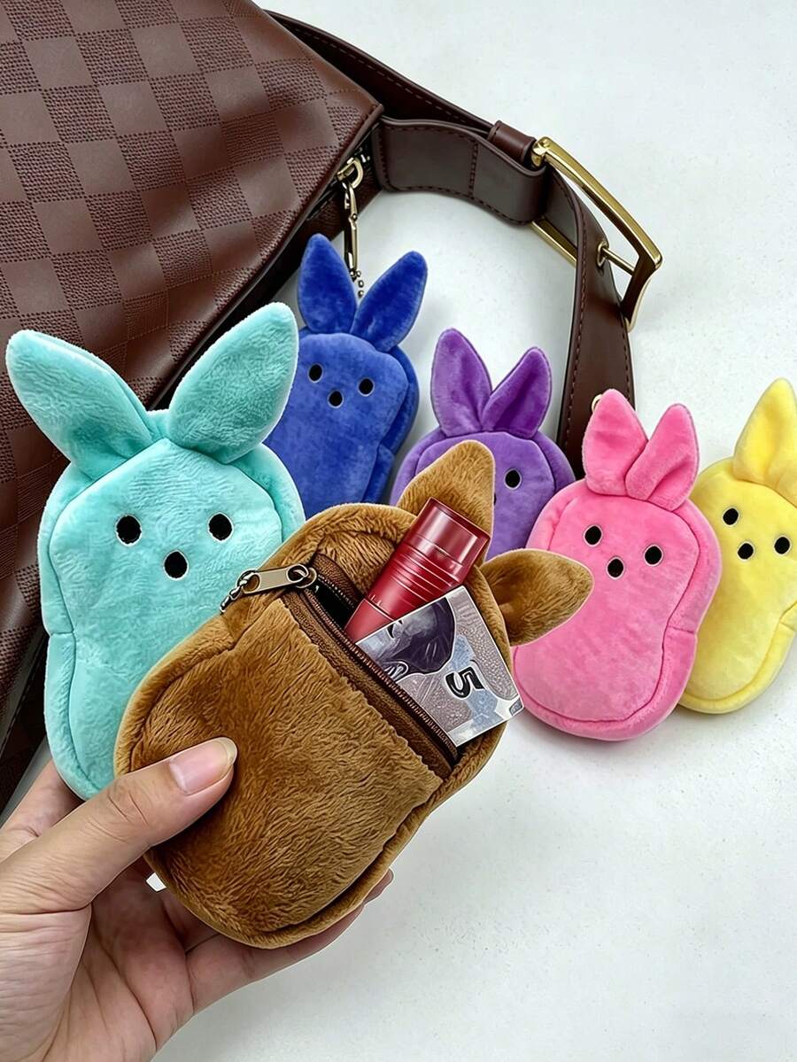 Portable Cartoon Rabbit Shaped Coin Purse Earphone Bag Lipstick Holder, Suitable For Daily Travel Storage, Also A Top Choice For Holiday Gifts - Multicolor - View 1