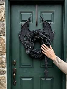 1pc Handmade Gothic Dragon Wreath - Plastic Mesh Scale Door Hanging Decoration With Dragon Frame, Fantasy Gift For Myth Enthusiasts, Suitable For Door, Wall, Entryway Theme Room Decor, Wall Decor, Porch Decor, Halloween Decoration Hanging - Multiple Styles - View 2