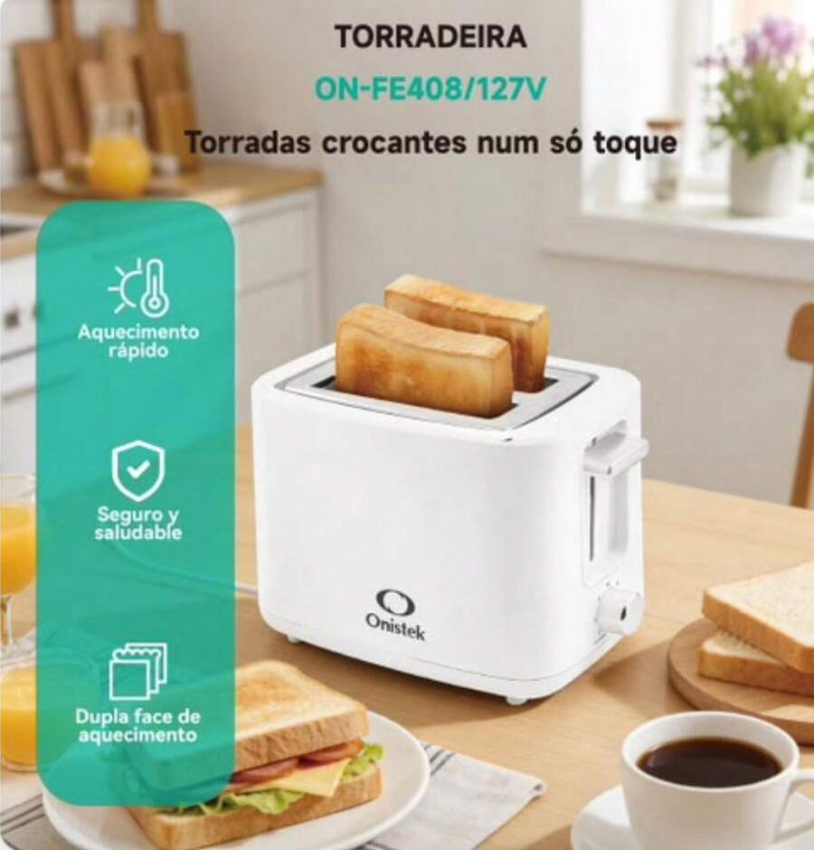 Torradeira Elétrica 2 Fatias 650W Aquecimento Rápido 7 Níveis - Plugue Brasil (127V/220V) - Visão 1
