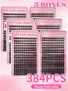 Special Offer Multi-Box Set (1/2/3 Boxes, 384 Clusters) - D Curl Large Capacity Eyelash Tray, Premium Quality Low Price, New DIY Eyelashes, Fluffy Soft 3D Faux Mink False Eyelashes, Lightweight And Comfortable, Suitable For DIY Lash Extension Makeup Effect - D - View 11
