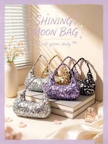 1 buah Tas Tangan/Tas Selempang Berpayet, Desain Resleting, Tali Bahu yang Dapat Diatur, Cocok untuk Pesta Malam, Pesta dan Lainnya, Dapat dengan Mudah Memuat Kebutuhan Sehari-hari, Barang Serbaguna, Cocok untuk Berbagai Gaya dan Acara. - MultiWarna - View 2