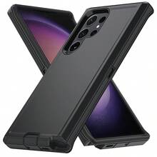 Heavy Duty Shock Resistant Phone Case For Galaxy/Apple, Matte Black Full Body Sturdy Protective Cover With Camera Protection - Black - View 83
