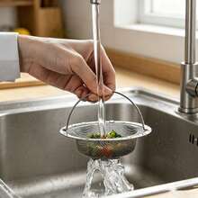 2pcs/1pc Stainless Steel Kitchen Sink Strainer Basket, Portable Handle Design, Fits Directly In Drain To Catch Vegetable Leaves And Food Residue, Dual Use For Washing And Draining, Easy To Lift And Dump, Fine Mesh For Effective Filtration, Rust-Resistant, Easy To Clean, Fits Most Home Kitchen Sinks, Anti-Clogging Tool For Cooking, Suitable For Home, Dorm, And Rental, Practical Kitchen Accessory, Essential For New Home - Kitchen Sink Strainer - View 6
