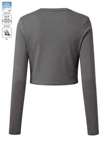 Women's Cotton Long-Sleeved Top, T-Shirt; Autumn/Winter Basic Layer For Women - Grey - View 4