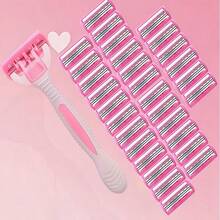 Pink Ladies' Classic Manual Hair Removal Razor Kit - Reusable,3-Layer Stainless Steel For Smooth, Hair Removal Device - Safety Razor - View 18