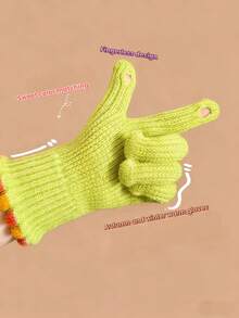 Sarung Tangan Rajut Layar Sentuh Renda Trim Warna-warni Wanita, Sarung Tangan Wol Bergaris Warna Kontras yang Lucu untuk Musim Gugur/Dingin, Perjalanan Sehari-hari, Bersepeda di Luar Ruangan, Perlindungan dan Kehangatan dari Dingin, 1 Pasang Sarung Tangan Pengunci Suhu Penghangat Pergelangan Tangan - MultiWarna - View 8