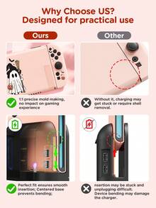 Ayotu Pumpkin & Bat & Ghost Theme Switch Protective Case, Compatible With New Switch 2 (2025)/Switch NS/Switch OLED, Can Be Used On Docking Station Without Removing Protective Case, Universal Game Controller Protective Cover, Switch Game Accessories, Anti-Drop Anti-Scratch, Halloween Theme & Birthday Gift. - View 4