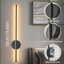 1/2pcs Long Strip Wall Lamp, TV Background Wall Decoration, Bedroom Light, Living Room Light, Modern Wall Lamp With Remote Control, Magnetic Installation, Suitable For Bedroom, Study, Living Room, Home Decor, Holiday Gift And Staircase Light - Single-line Wall Lamp - View 13
