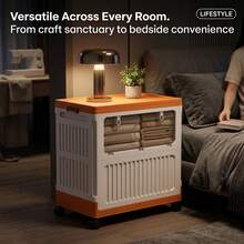 Mobile Office Storage Cabinet On Wheels; Storage Box For Silk Fabrics; Foldable Organizer Bin With A Lid And Dual-Opening Access; Premium Dust-Proof Fabric Storage Unit For High-End Studios, Designed To Protect Luxury Fabrics And Finished Garments - Upgraded Fabric Storage Box - View 12