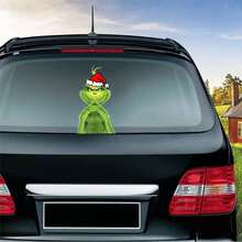 The Grinch Green Fur Monster Cartoon Character Christmas Decoration Car Sticker, PVC Car Body Decoration Sticker, Home Atmosphere Decoration Sticker, Wedding Decoration Sticker, Party Decoration Sticker, Store Glass Door Sticker, Restaurant Decoration Sticker, Funny And Interesting Car Decoration Sticker, Suitable As Christmas Gift For Friends And Family, Halloween Costume Prop - Multicolor - View 4