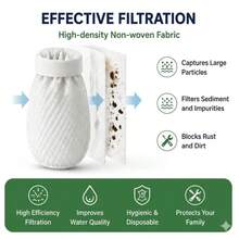 45pcs Set (40pcs Filter Cartridges + 5pcs Straps) High Density Non-Woven Fabric Faucet Filter Cartridges, Kitchen & Bathroom Universal Tap Water Filter, Easy Installation, Filters Rust, Silt, Impurities, Home Water Purification Filter Accessories - Multiple Styles - View 2