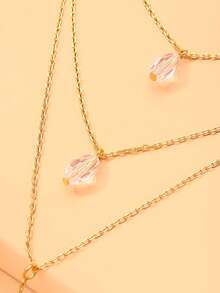 1pc Multi-Layer Water Drop Pendant Back Chain Open Back Dress Versatile Accessory - Gold - View 2