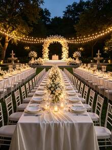 1pc Elegant White Rectangular Tablecloth - Soft And Smooth Polyester Fabric, Suitable For Weddings, Birthdays, Parties, Christmas, Thanksgiving, Easter, Independence Day And Other Special Occasions, Multipurpose Tablecloth | Classic Elegant | Polyester Tablecloth - Multicolor - View 5