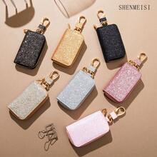 AD 1PC Car Key Bag Remote Control Key Chain Anti Lost Buckle Shiny Leather Decoration Men's And Women's General Motors Hanging Decoration Key Protection Cover Storage Bag - PU Key Pouch - View 5