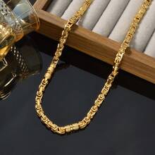 Thick 18K Gold-Plated Stainless Steel Men Emperor Necklace With Hip-Hop Style For Daily Wear - Gold - View 5