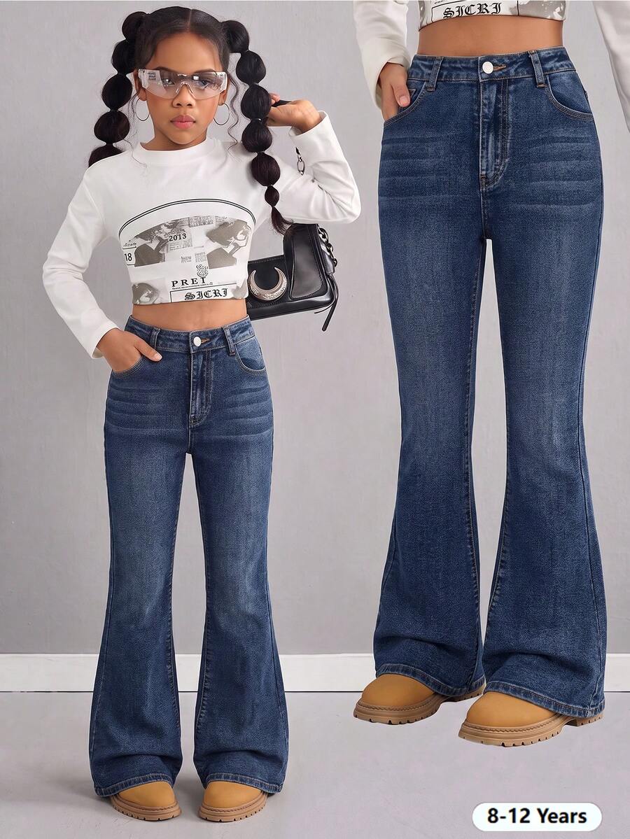 Medium To Large Tween Girls Spring/Autumn Autumn/Winter New Fashion Denim Long Pants