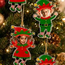 Custom Photo Christmas Ornament, Personalized Red Green Holiday Tree Hanging Decor, Festive Christmas Character Style, Customized Picture Keepsake, Customizable Christmas Decorations, Christmas Party Decor, Holiday Gift Accent, Christmas Gift 2026 - Multicolor - View 5