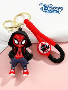 Disney Hooded Spider Keychain, Cartoon Superhero Silicone Pendant With Braided Wrist Strap Car Key Chain, Fashionable Bag Charm Pendant Small Gift For Women, Suitable For Daily Matching - Multicolor - View 1