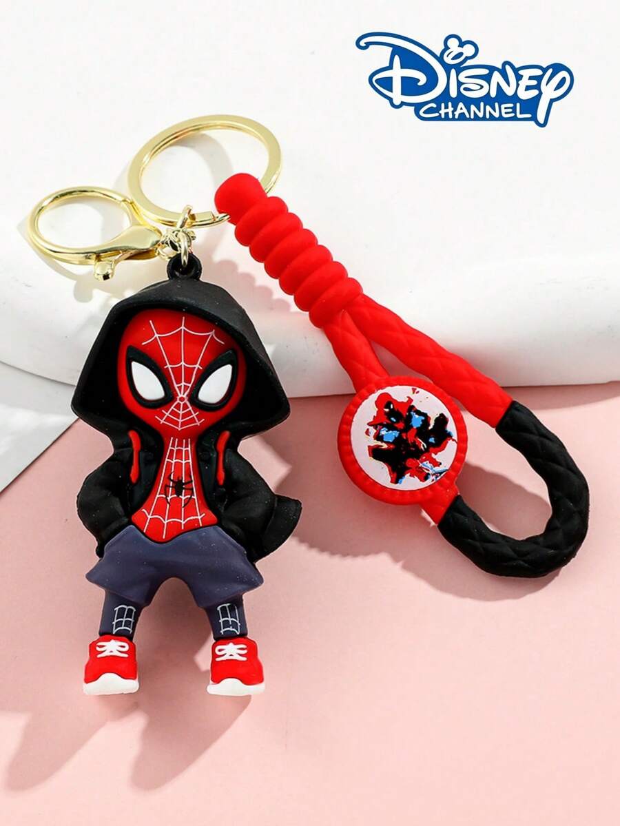 Disney Hooded Spider Keychain, Cartoon Superhero Silicone Pendant With Braided Wrist Strap Car Key Chain, Fashionable Bag Charm Pendant Small Gift For Women, Suitable For Daily Matching - Multicolor - View 1
