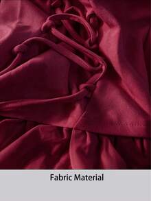 Women's Solid Color Square Neck Back Tie Scarf Ribbon Large A-Line Sexy Vacation Wedding Party Dress Elegant Summer - Burgundy - View 6