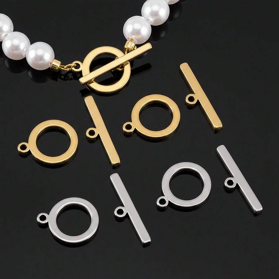 5Pcs Stainless Steel Round OT Clasp Jewelry Connector Buckle Suitable For DIY Necklace Bracelet Jewelry Ending Clasp Accessories